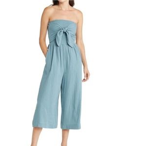 Bishop + Young Elva Strapless Wide Leg Jumpsuit Sea Glass Medium